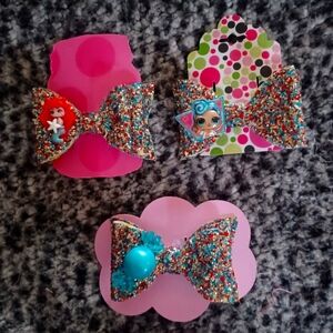 Colorful Glitter Bow Hair Clips